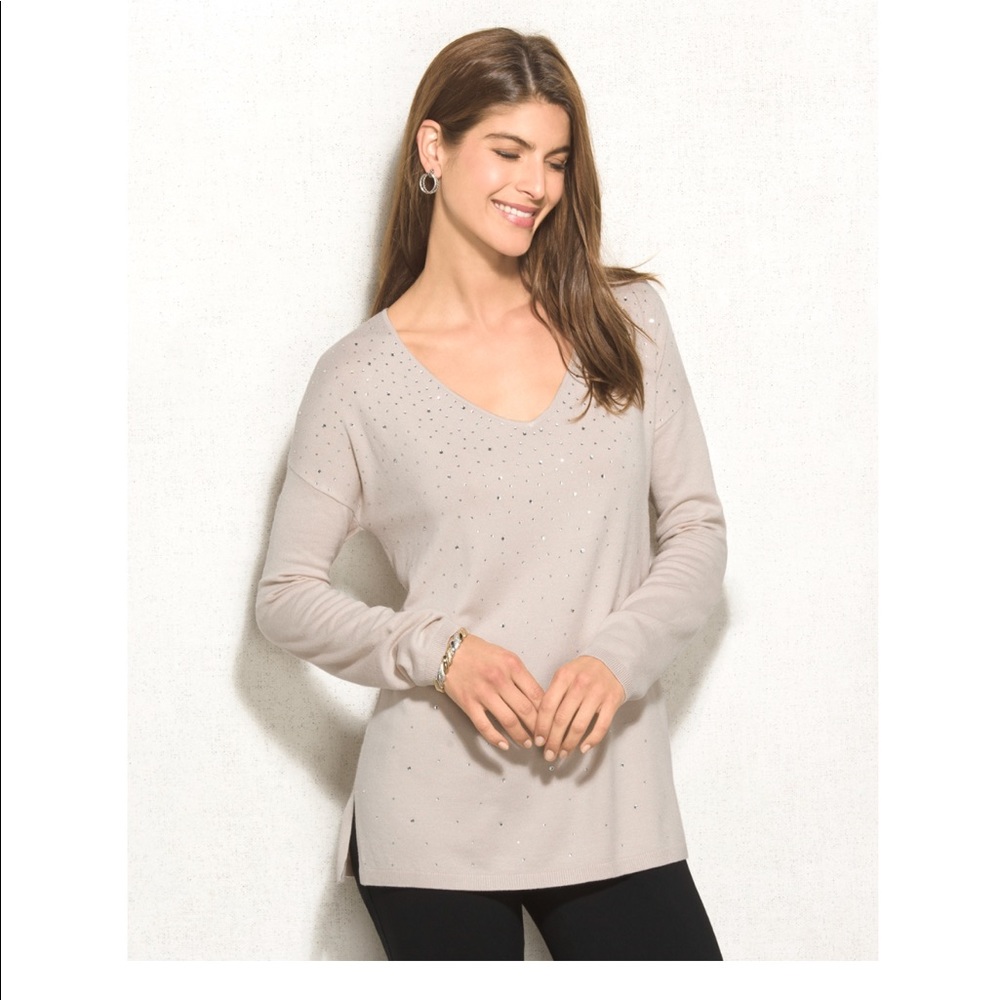 Super cute pullover sweater with rhinestones